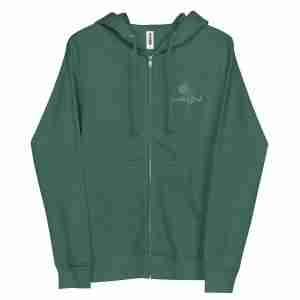 Floral GB embroidered fleece zip up hoodie